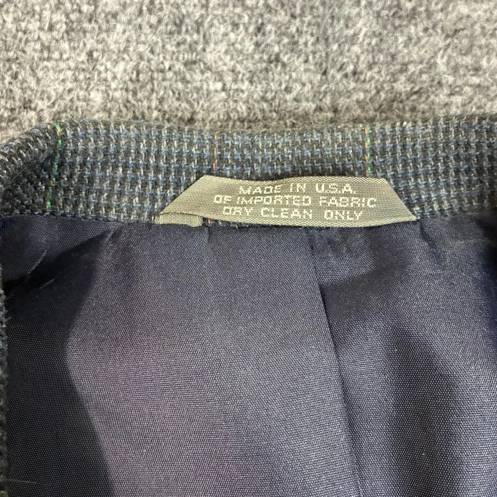 Haggar Mens Plaid Blazer Sport Coat Grey Blue Windowpane Two‎ Button Jacket 42